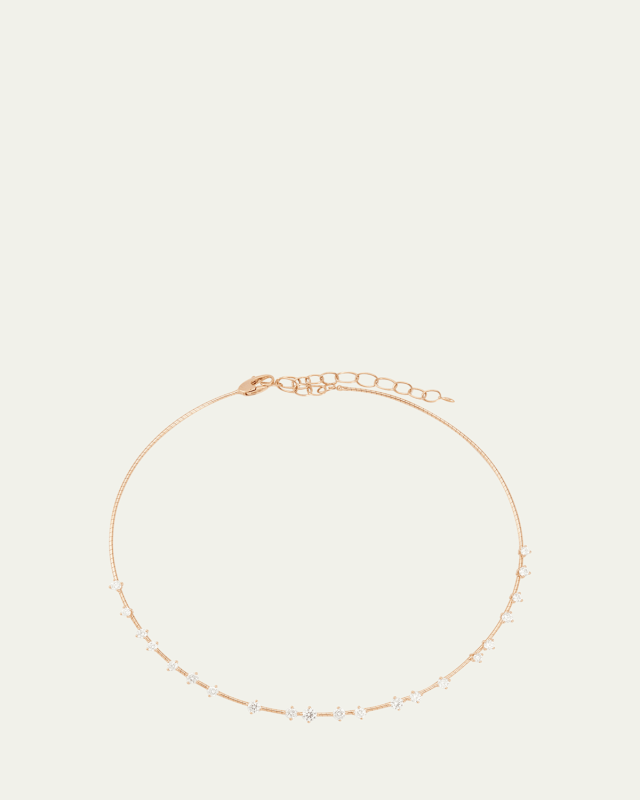18K Rose Gold Rugiada Collar Necklace with Diamonds